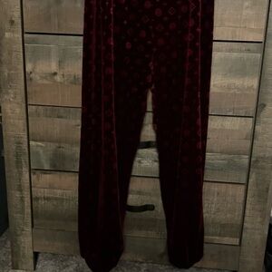 Velvet Burgundy Patterned Pants
